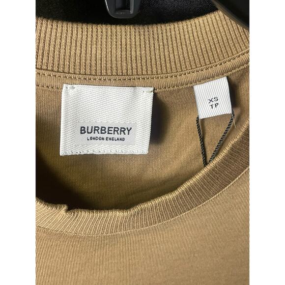 Burberry TB Monogram Embroidered Logo Organic T-Shirt Brown Size XS Overfit NWT - Picture 6 of 15